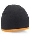 B44 Pull on Beanie Hat Black / Fluorescent Orange colour image